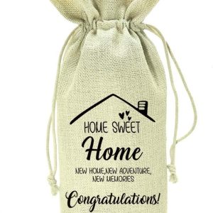 BOTARO Housewarming Gifts,First New Home House Homeowner Gifts for Men, Women, mom,dad,Daughter,Son, Friends, Coworkers,Sweet Home, New Home,New Adventure,New Memories,Wine Bag